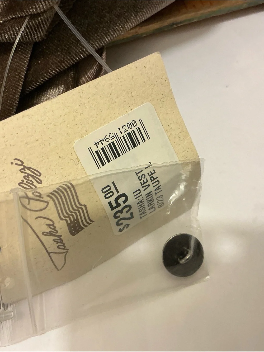 NWT Tasha Polizzi Blush-Taupe Satin-Look Larkin Vest size L